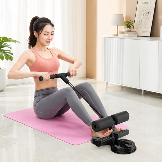 CoreMax™ Sit-Up Assistant Bar with Resistance Band – Dual Suction Home Gym Trainer
