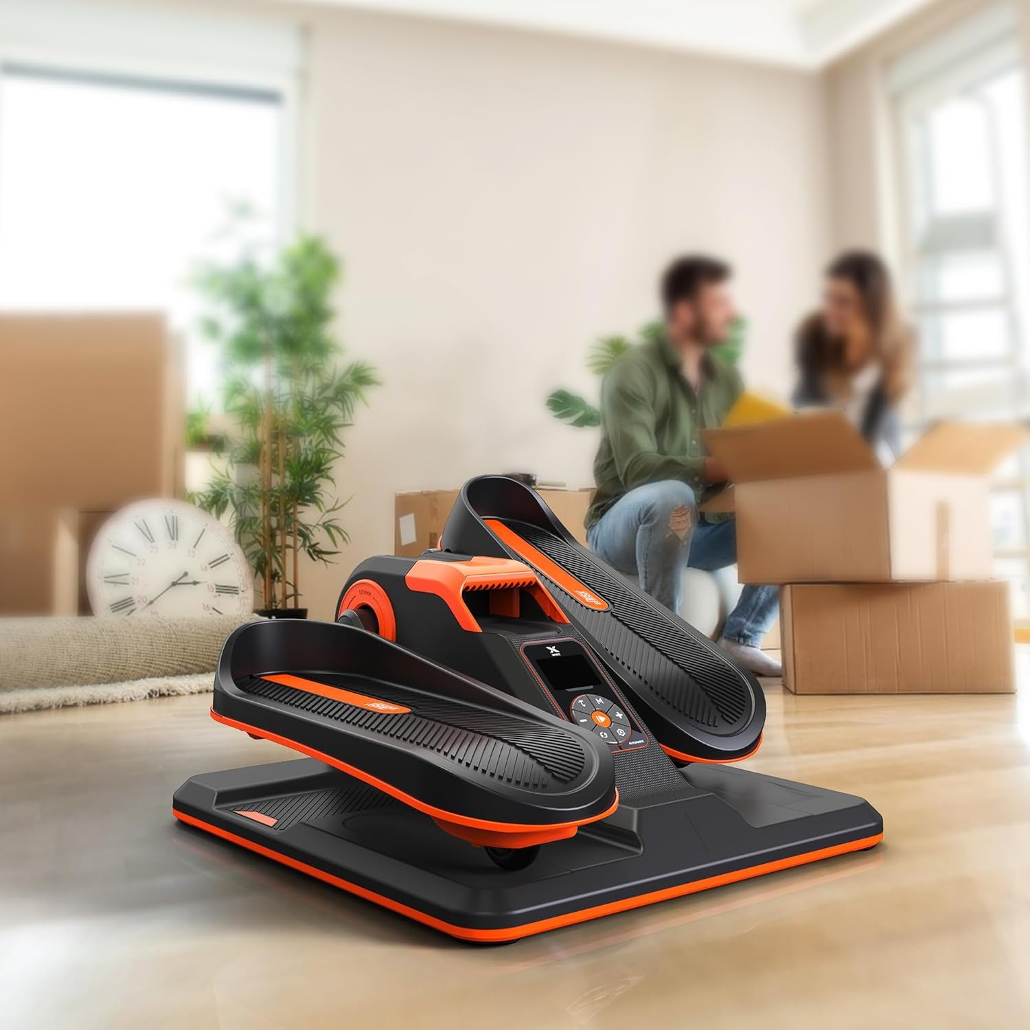 Under Desk Elliptical, Portable Seated Elliptical Exercise Machine, with Touch Screen Control Panel and Remote Control for Home or Office Use. Wireless Connectivity Enabled.