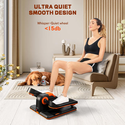 Under Desk Elliptical, Portable Seated Elliptical Exercise Machine, with Touch Screen Control Panel and Remote Control for Home or Office Use. Wireless Connectivity Enabled.