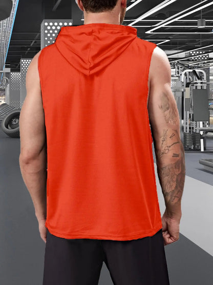 Graphic Drawstring Hooded Sweat Activated Sports Top